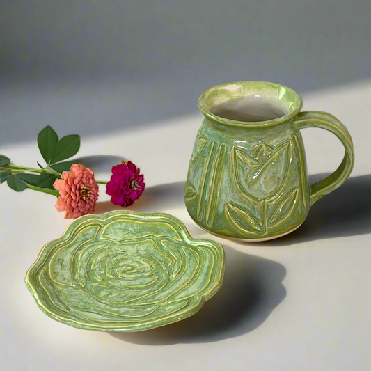 Carved Flower Mug