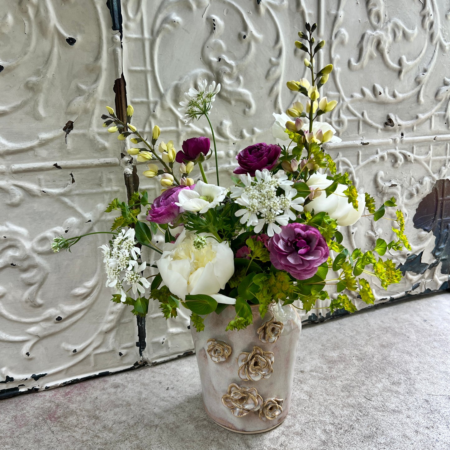 Sculpted Vase + Seasonal Blooms