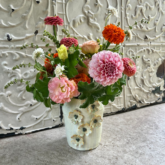 Sculpted Vase + Seasonal Blooms