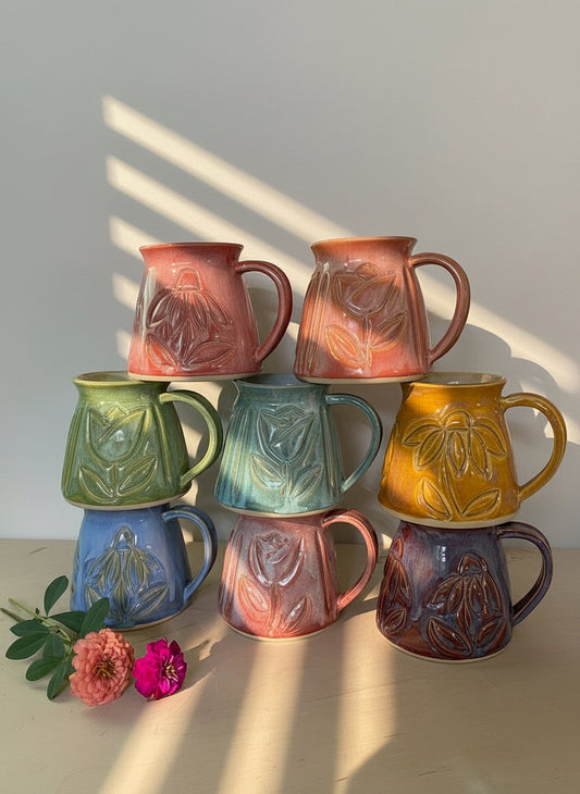 Carved Flower Mug
