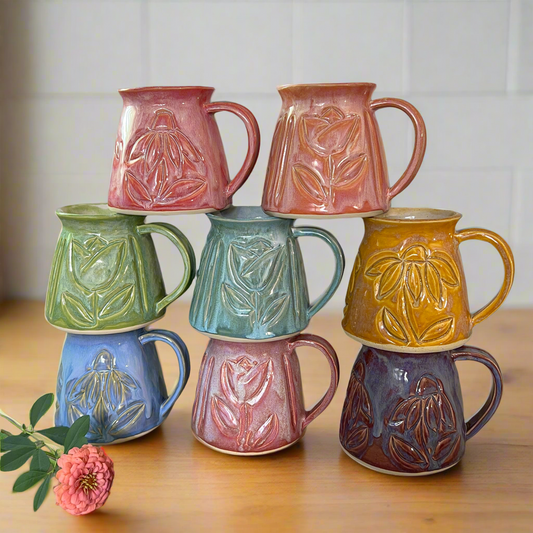Carved Flower Mug
