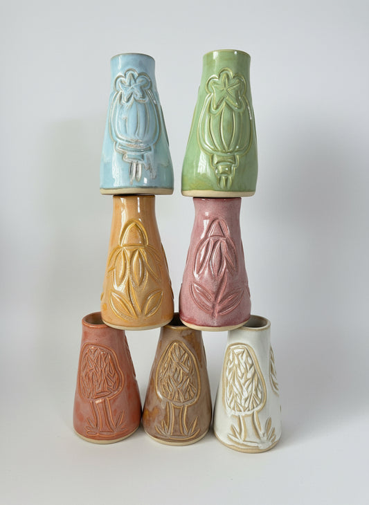Carved Bud Vases