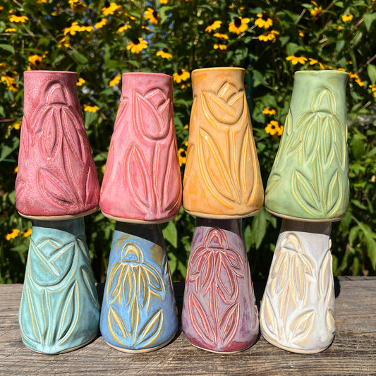 Carved Bud Vases