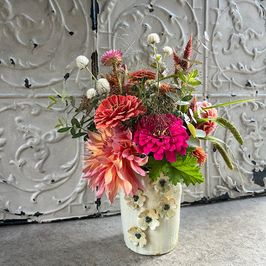 Sculpted Vase + Seasonal Blooms
